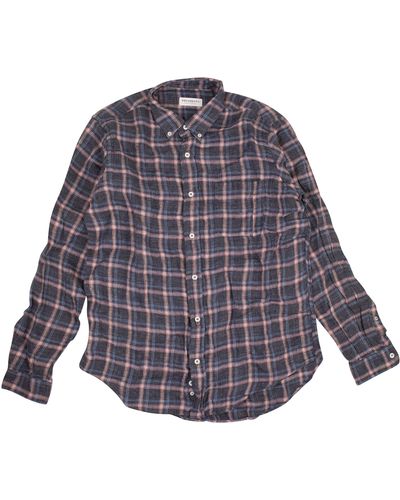 President's Shirt Chatham Linen Flannel Check Washed - Gray/pink - Blue
