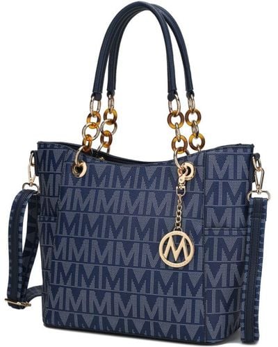 MKF Collection by Mia K Kissaten Milan "m" Signature Tote Handbag - Blue