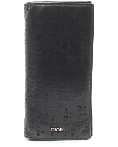 Dior Vertical Long Wallet Bi-fold Long Wallet Leather - Black