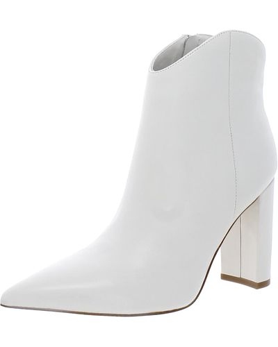 Marc Fisher Lezari2 Leather Pointed Toe Ankle Boots - White