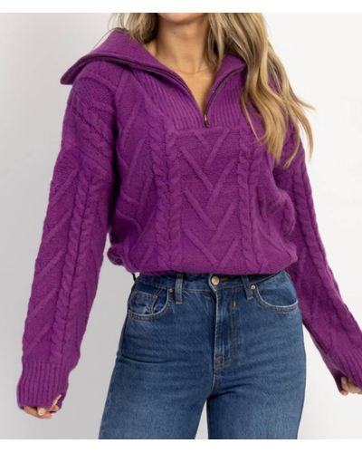 Crescent Franco Half Zip Sweater - Purple