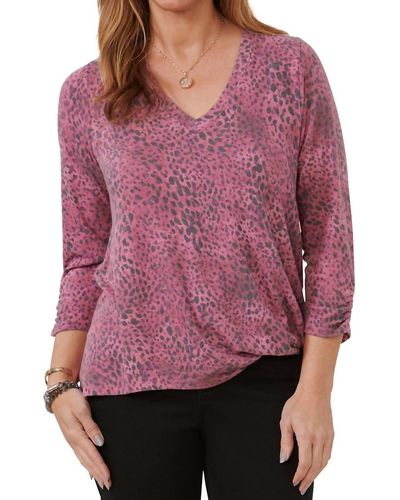 Democracy V-neck Knit Top In Berry - Red
