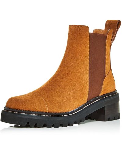 See By Chloé Mallory Leather Cap Toe Chelsea Boots - Brown