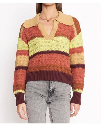 4si3nna Ryder Autumn Striped Sweater - Red
