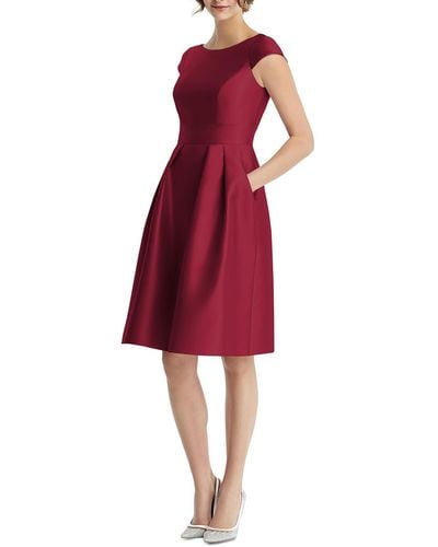 Alfred Sung Cap Sleeve Short Fit & Flare Dress - Red