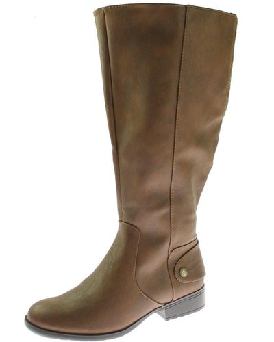 LifeStride Xandy Wide Calf Faux Leather Riding Boots - Brown