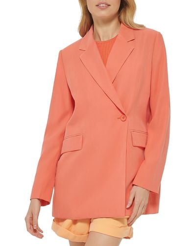DKNY Woven Long Sleeves Two-button Blazer - Orange