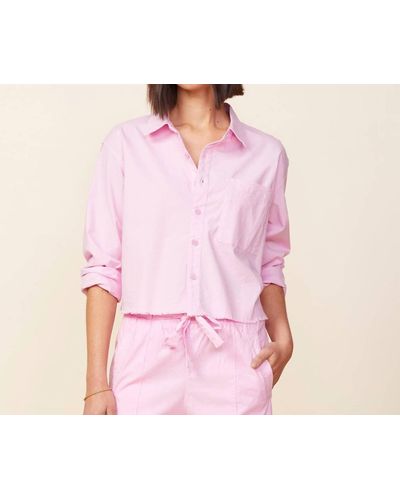 Monrow Cropped Poplin Shirt - Pink
