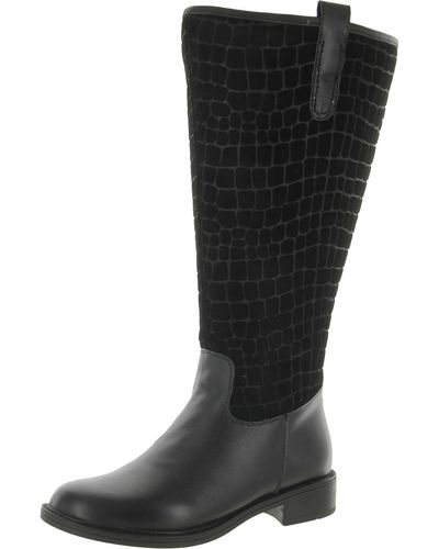 David Tate Best 20 Leather Tall Mid-calf Boots - Black
