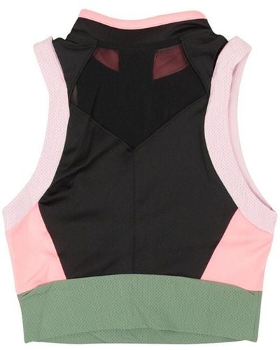 Nike Arctic Pink Polyester 7 Green Heatwave Crop Top - Black
