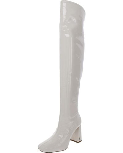 Sam Edelman Cosette Faux Suede Square Toe Over-the-knee Boots - White