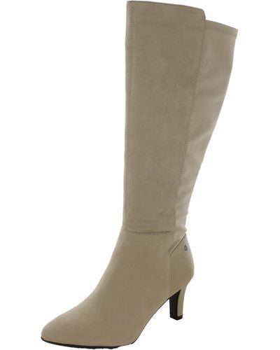 LifeStride Gracie Faux Suede Wide Calf Knee-high Boots - Natural
