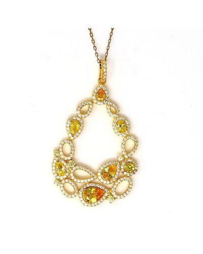 Suzy Levian Golden Sterling Silver & White Cubic Zirconia Pendant - Yellow