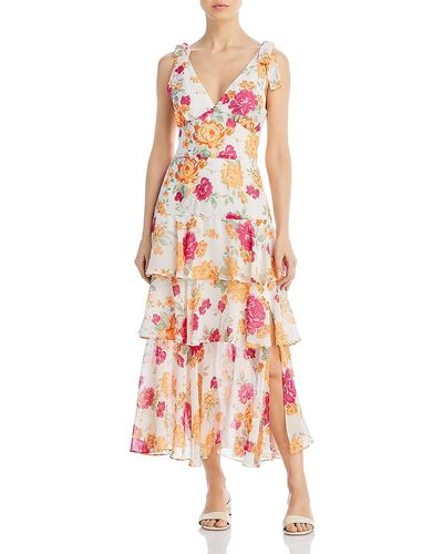 Wayf Tiered Midi Fit & Flare Dress - Multicolor