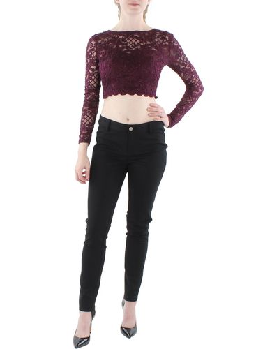 City Studios Juniors Lace Glitter Cropped - Red