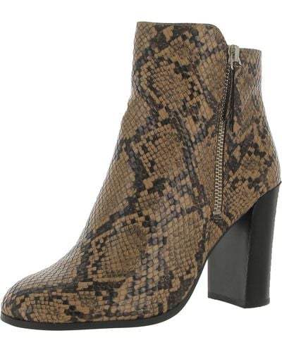 Kenneth Cole Justin Leather Double Zipper Block Heel Boot - Brown