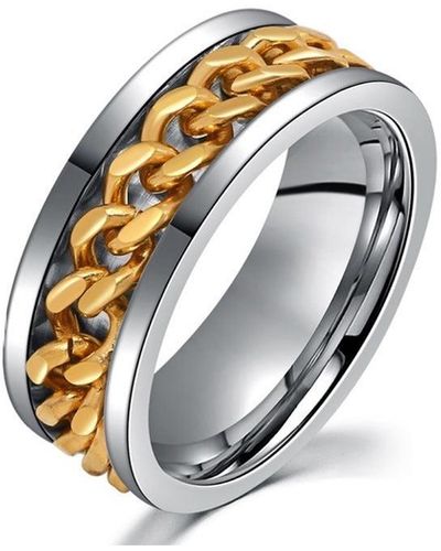 Stephen Oliver 18k Two Tone Chain Band Ring - Metallic