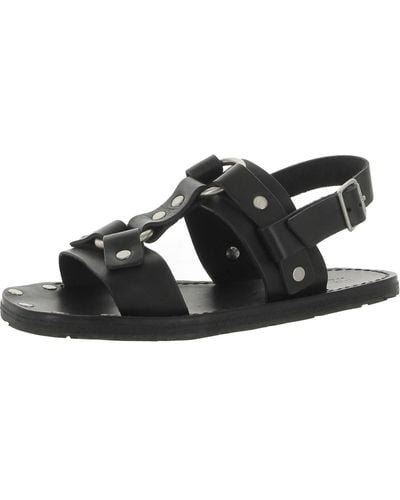 RE/DONE 70s Tire Tread Sandal Leather Strappy T-strap Sandals - Black