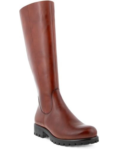 Ecco Modtray Leather Tall Knee-high Boots - Brown