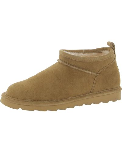 BEARPAW Super Shorty Suede Wool Blend Lined Winter & Snow Boots - Natural