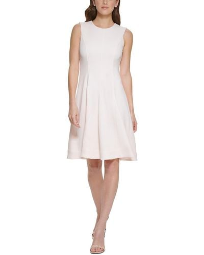 Calvin Klein Crepe A-line Wear To Work Dress - White