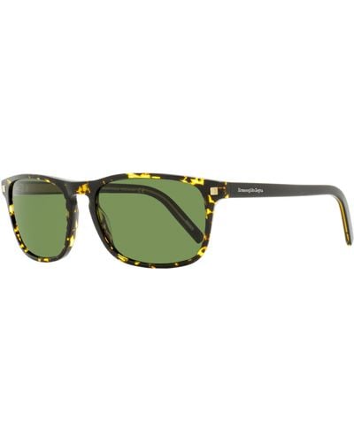 Zegna Rectangular Sunglasses Ez0173 52n Havana 58mm - Green