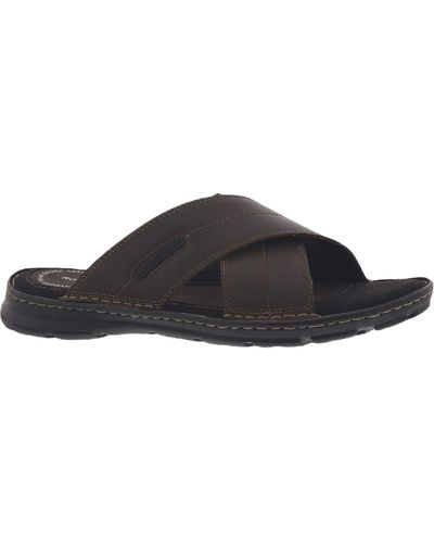 Rockport Darwyn Xband Leather Slip On Footbed Sandals - Black
