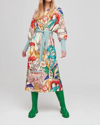 Aldo Martin's Print Knit Midi Dress In Ivory/multi - Green