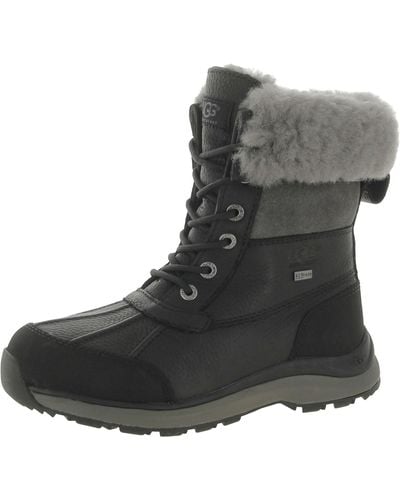 UGG Butte Leather Sheepskin Winter Boots - Black