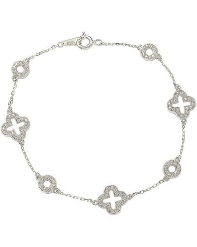 Suzy Levian Sterling Silver Cubic Zirconia Clover And Circles Bracelet - White