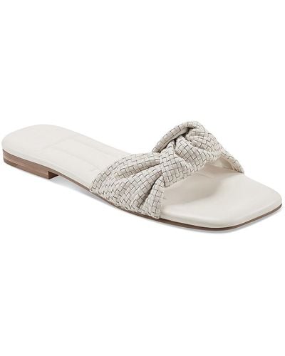Marc Fisher Marlon Leather Woven Slide Sandals - White