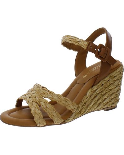 Andre Assous Milena Woven Leather Wedge Sandals - Brown