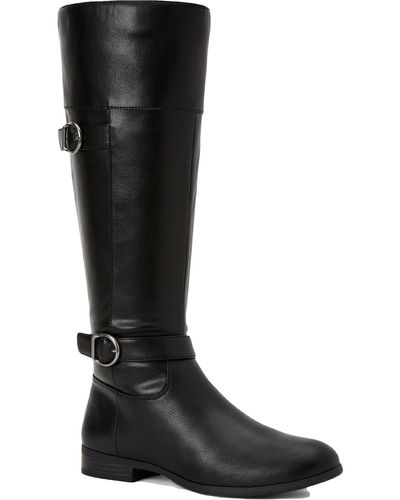 Style & Co. Kezlin Faux-leather Riding Knee-high Boots - Black