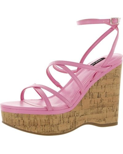 Nine West Rachal Dressy Ankle Strap Wedge Sandals - Pink