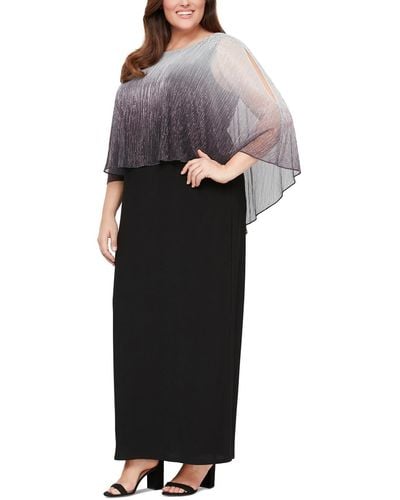 SLNY Plus Metallic Embellished Evening Dress - Black
