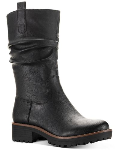 Sun & Stone Nellieep Faux Leather Lug Sole Mid-calf Boots - Black