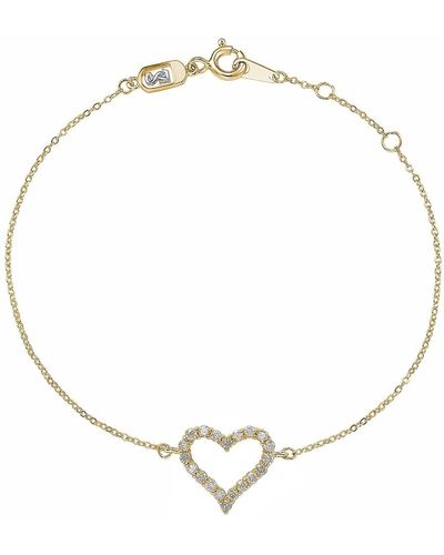 Suzy Levian 14k Yellow Gold & .24 Cttw Diamond Heart Solitaire Bracelet - Metallic