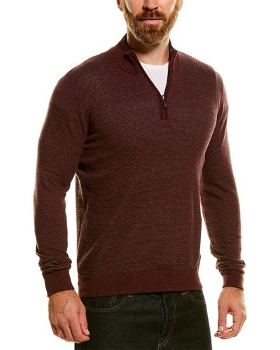 RAFFI 1/4-zip Mock Neck Sweater - Red