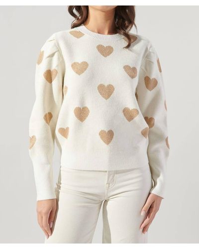 Sugarlips Sweetheart Sweater In White/gold - Natural