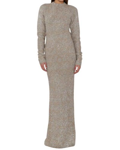 ROTATE BIRGER CHRISTENSEN Glitter Knit Maxi Dress - Natural