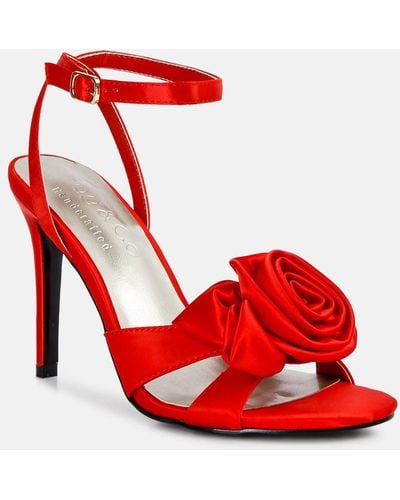 Rag & Co Chaumet Rose Bow Embellished Sandals - Red