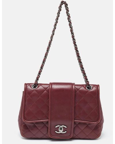 Chanel Quilted Leather Elementary Chic Flap Bag - Purple