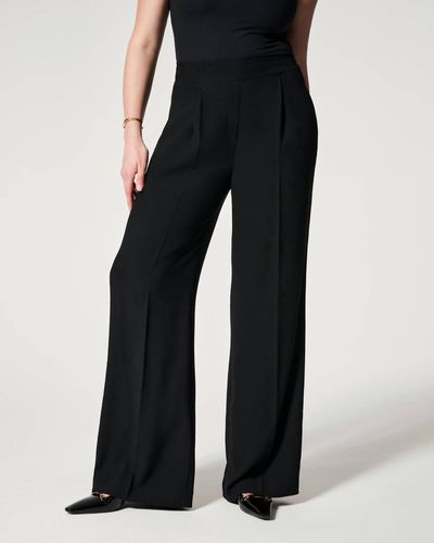 Spanx Carefree Crepe Pleated Trouser - Black