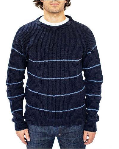 Benson Stripes Knit Crewneck Sweater - Blue