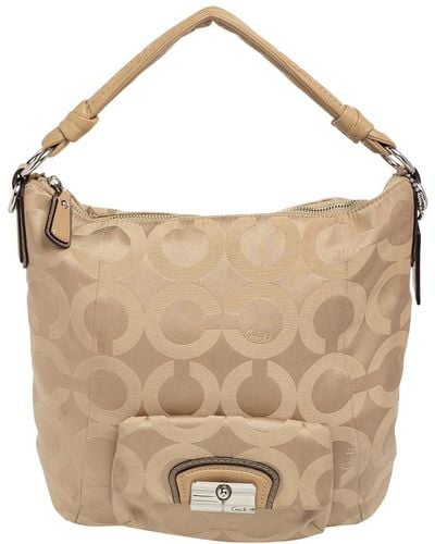 COACH Signature Canvas And Leather Hobo - Brown