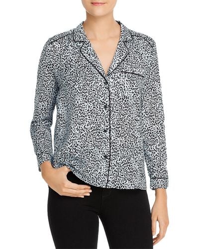 Cupcakes And Cashmere Satin Leopard Blouse - Gray