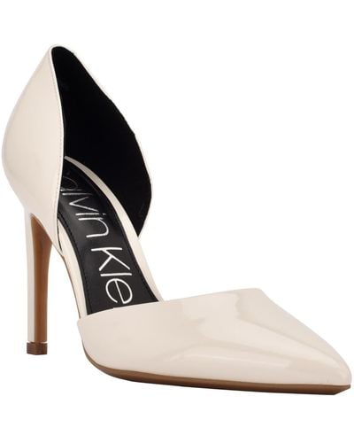 Calvin Klein Hayden Faux Leather Pointed Toe Pumps - White
