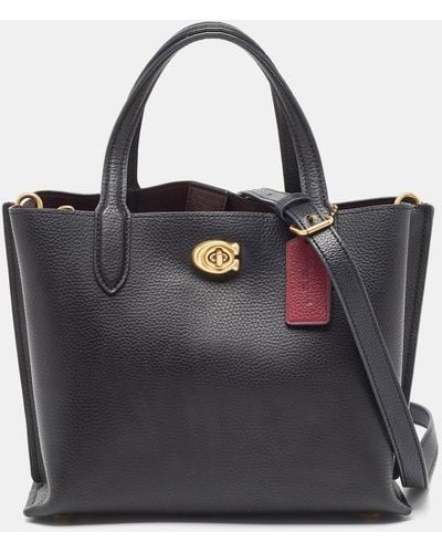 COACH Leather Willow 24 Tote - Black