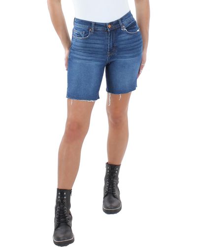 Kensie Denim High Rise Cutoff Shorts - Blue
