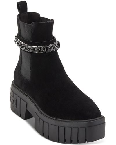 Karl Lagerfeld Reign Suede Pull On Chelsea Boots - Black